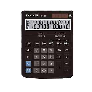 skainer sк-500 калькулятор 12р 2пит., 2пам., 123*171*31мм, черный