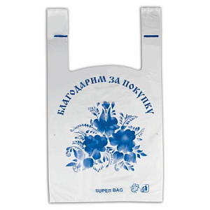 пакет-майка 28+14*50, благодарим за покупку гжель 15мкм изображение пакет-майка 28+14*50, благодарим за покупку гжель 15мкм фото