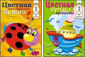 бумага цветная а4 8цв 8л мелованная, двусторонняя с рисунком ассорти с2804 /апплика изображение бумага цветная а4 8цв 8л мелованная, двусторонняя с рисунком ассорти с2804 /апплика
