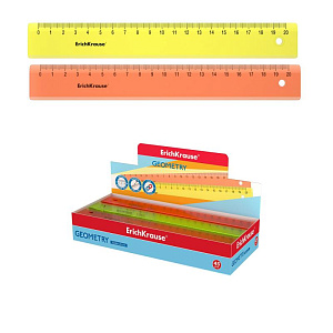 линейка 20см пластик neon 2цв асс. 49507 /ek
