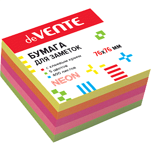 бумага самоклеящаяся 76*76 400л 5 цветов неон 2010342 /devente изображение бумага самоклеящаяся 76*76 400л 5 цветов неон 2010342 /devente