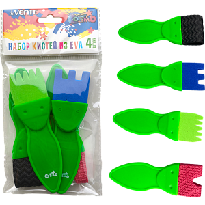набор кистей eva cosmo 4шт. фигурные 35*30мм с пластиковой ручкой. 8073401 /devente