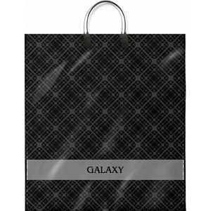 пакет 40*44 галактика (черный), с пластик. ручками 100мкм /инт изображение пакет 40*44 галактика (черный), с пластик. ручками 100мкм /инт фото