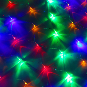 сетка 144л 1,6*1,6м led мультицвет, прозр.провод, 362-075 /сноубум